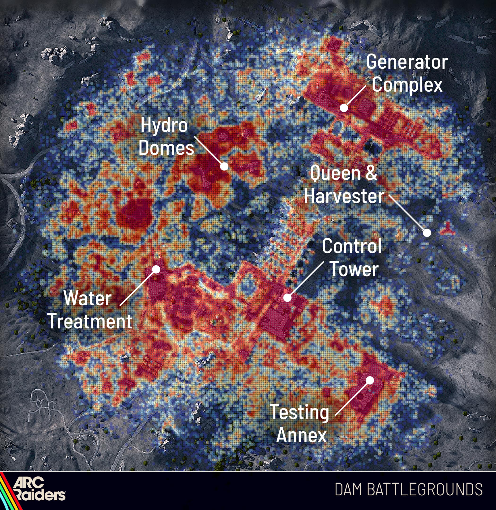 Heatmap of hotspots in the Dam during TT2.
